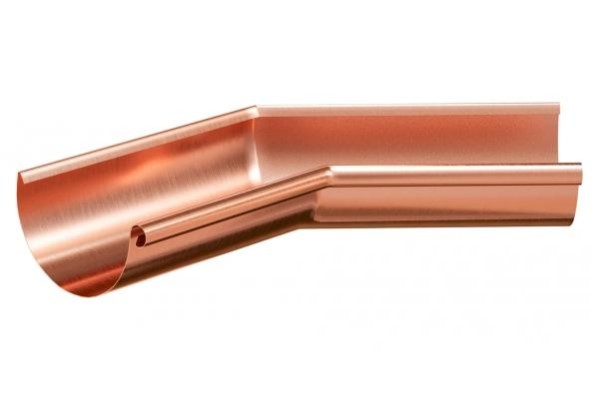 Водосток Aquasistem, система 125x90 - Угол желоба внутренний медный 135° купить в Казани