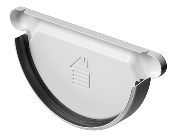 Заглушка желоба D125 Döcke STAL PREMIUM Пломбир, (RAL 9010) купить в Казани