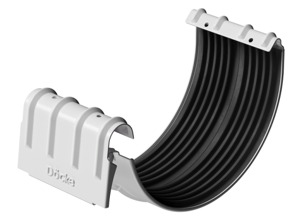 Соединитель желобов D125 Döcke STAL PREMIUM Пломбир, (RAL 9010) купить в Казани