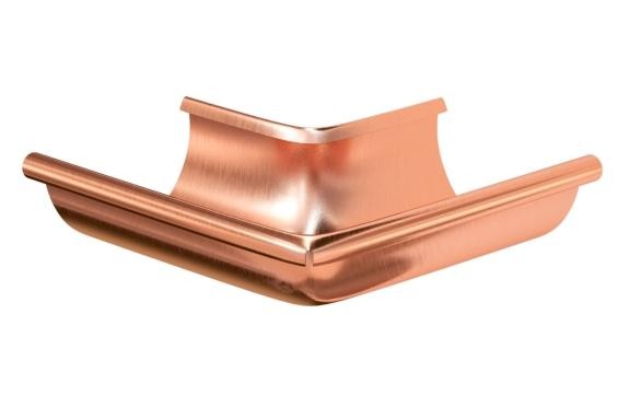 Водосток Aquasistem, система 125x90 - Угол желоба наружный медный 90° купить в Казани